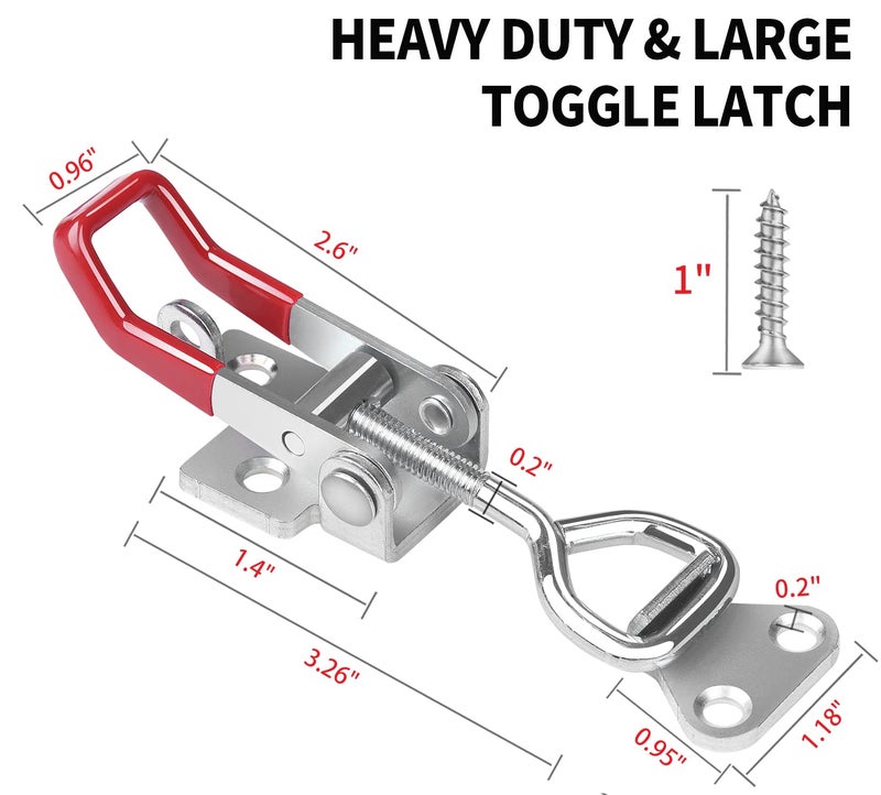 Vicuna R Heavy Duty Toggle Latch Clamp 4002, Adjustable Toggle Clamp Latch With Lock Hole, 550Lbs Holding Capacity Pull Latch for Smoker Lid Jig, Tool Box Case 4Pack (with 20PCS Screws) - Image 5